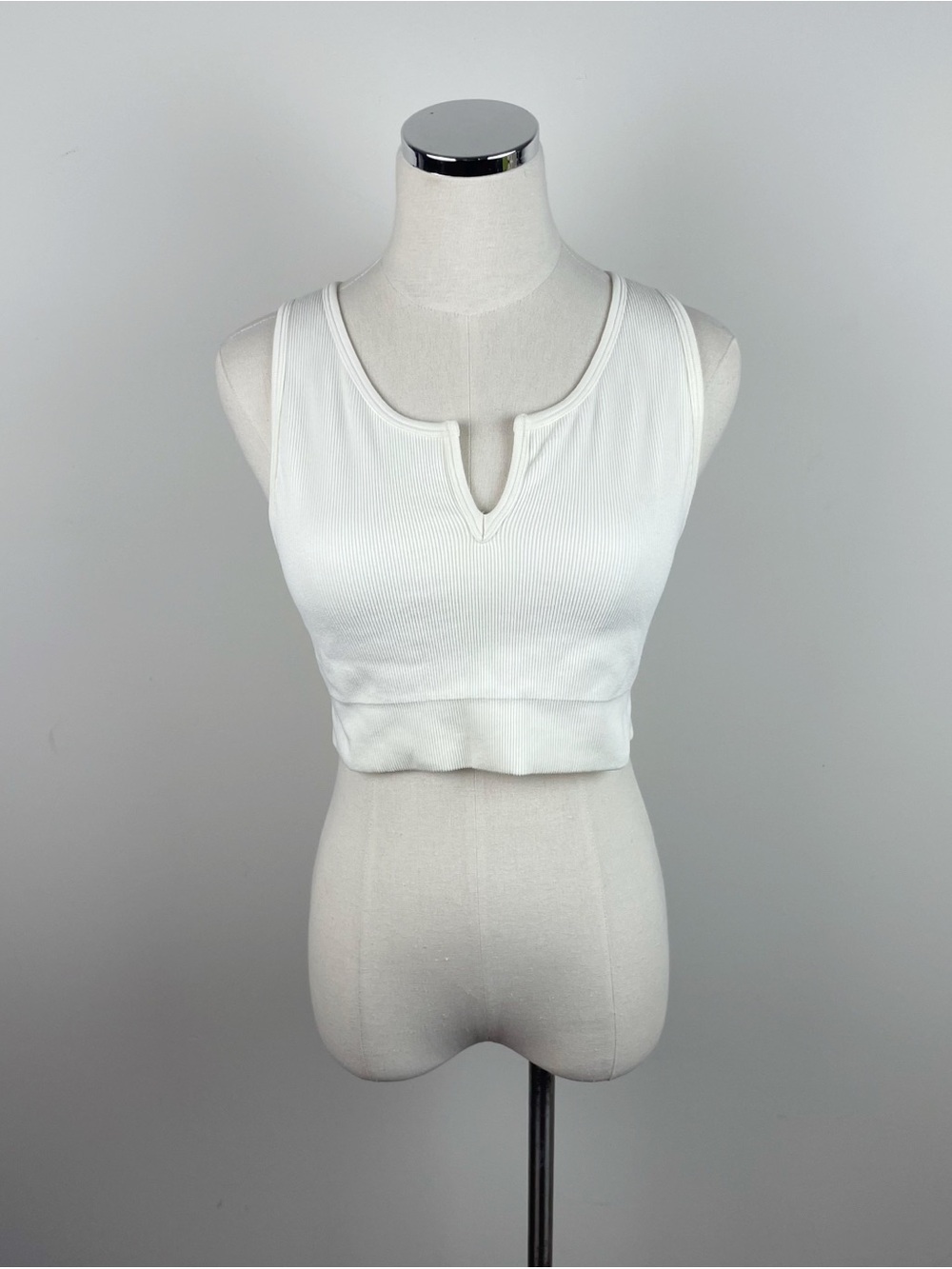 90 Degree By Reflex Cream White Ribbed Crop Top Workout Athletic Women XL